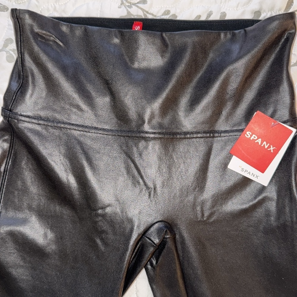 SPANX Faux Leather Leggings Black Size Large - Picture 5 of 12